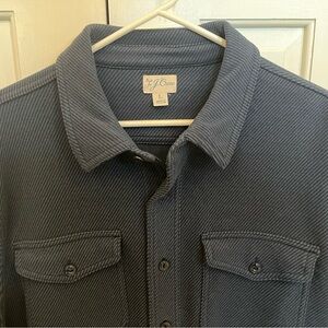 J. Crew Navy Striped Seaboard Fleece Shirt